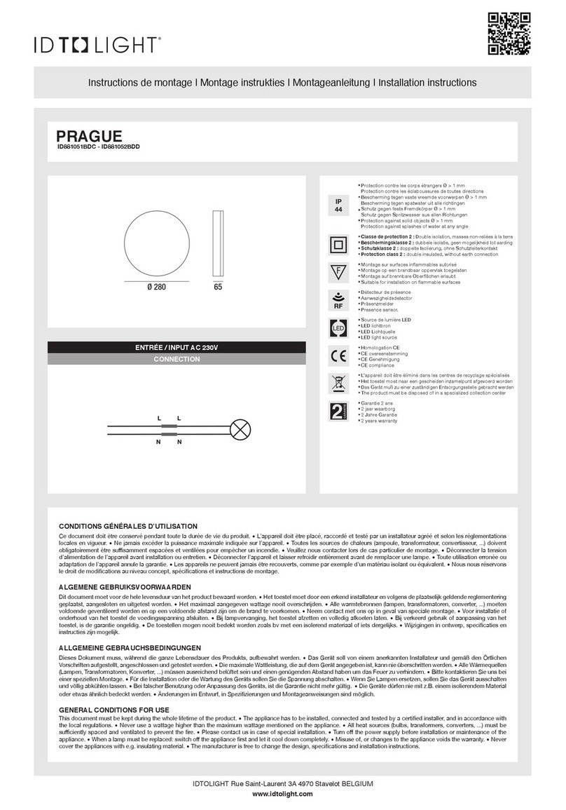 IDTOLIGHT PRAGUE installation instructions