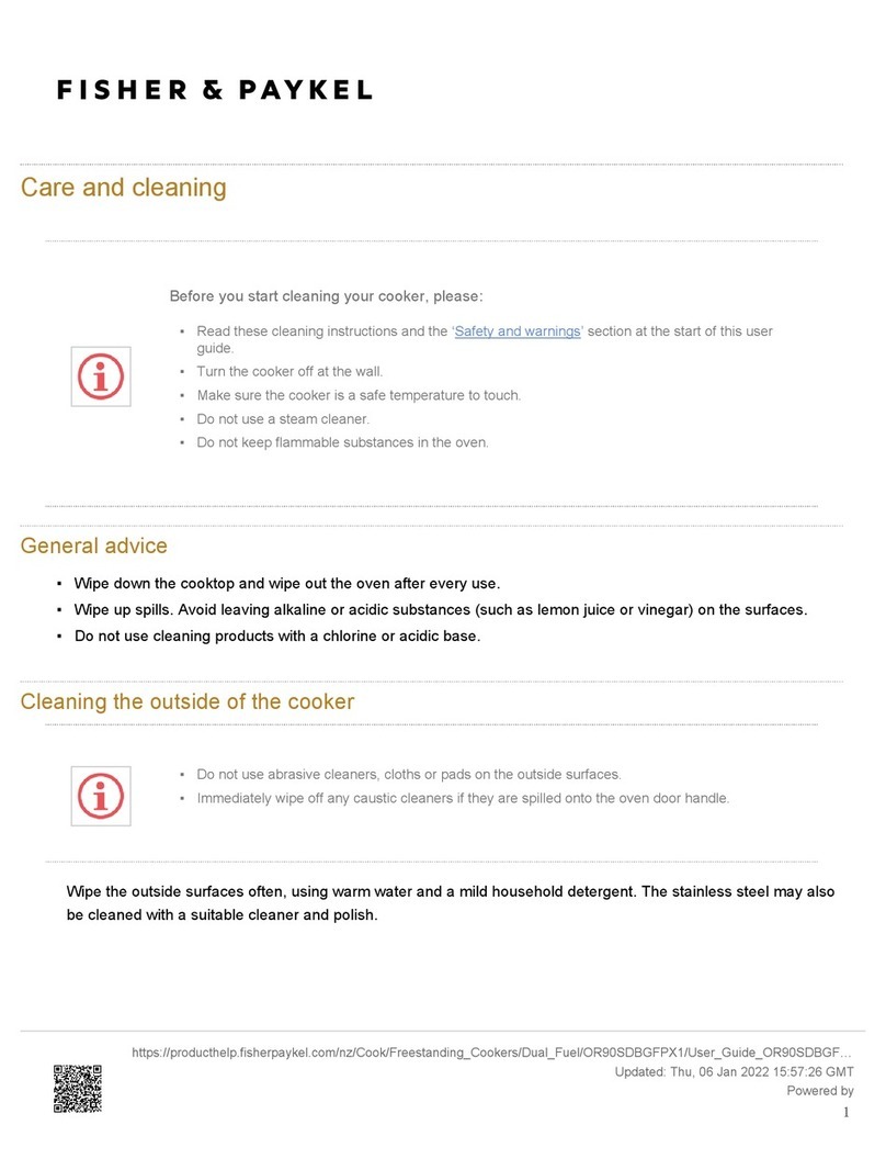 Fisher & Paykel OR90SDBGFPX1 Care and cleaning Fisher & Paykel OR90SDBGFPX1 Care and cleaning