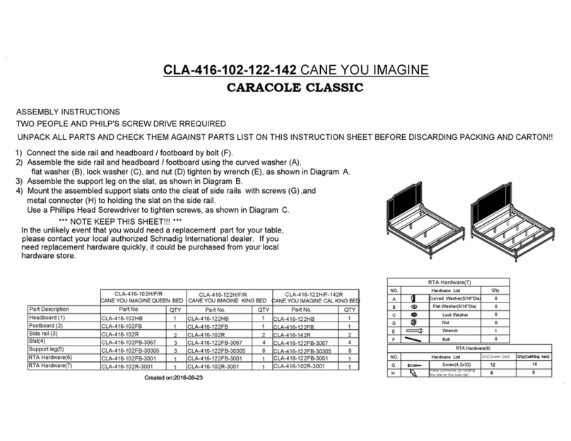 CARACOLE CLASSIC CLA-416-102H/F/R Assembly instructions CARACOLE CLASSIC CLA-416-102H/F/R Assembly instructions