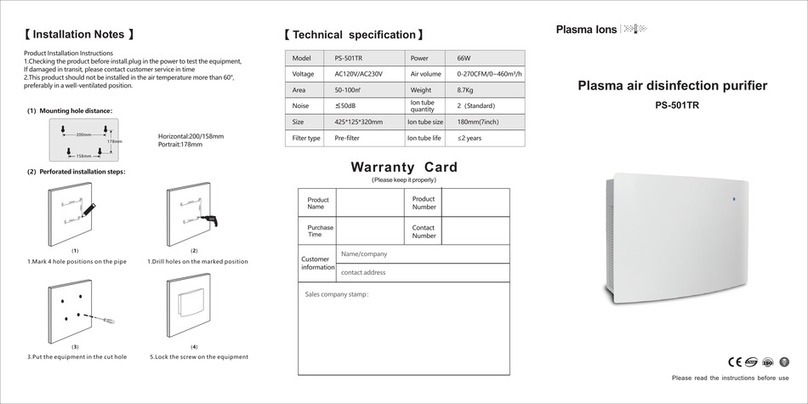Plasma Ions PS-501TR quick start guide