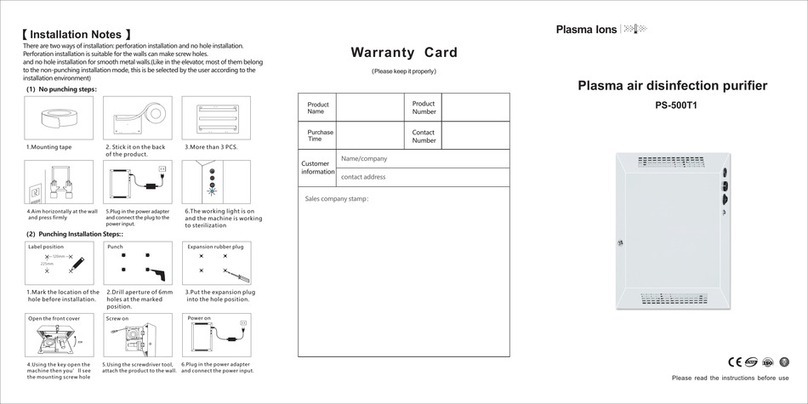 Plasma Ions PS-500T1 quick start guide