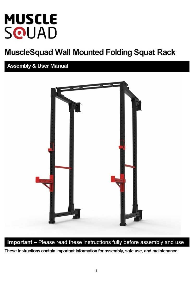 MuscleSquad Wall Mounted Folding Squat Rack Assembly & user manual