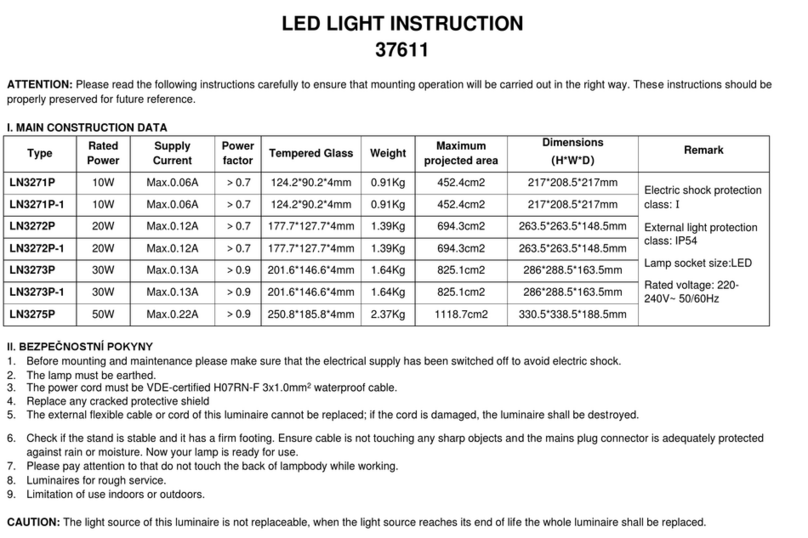 CIXI ZHONGFA LAMPS LN3271P instruction manual