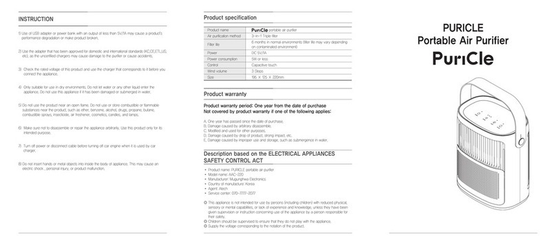 PuriCle AAC-220 Instruction