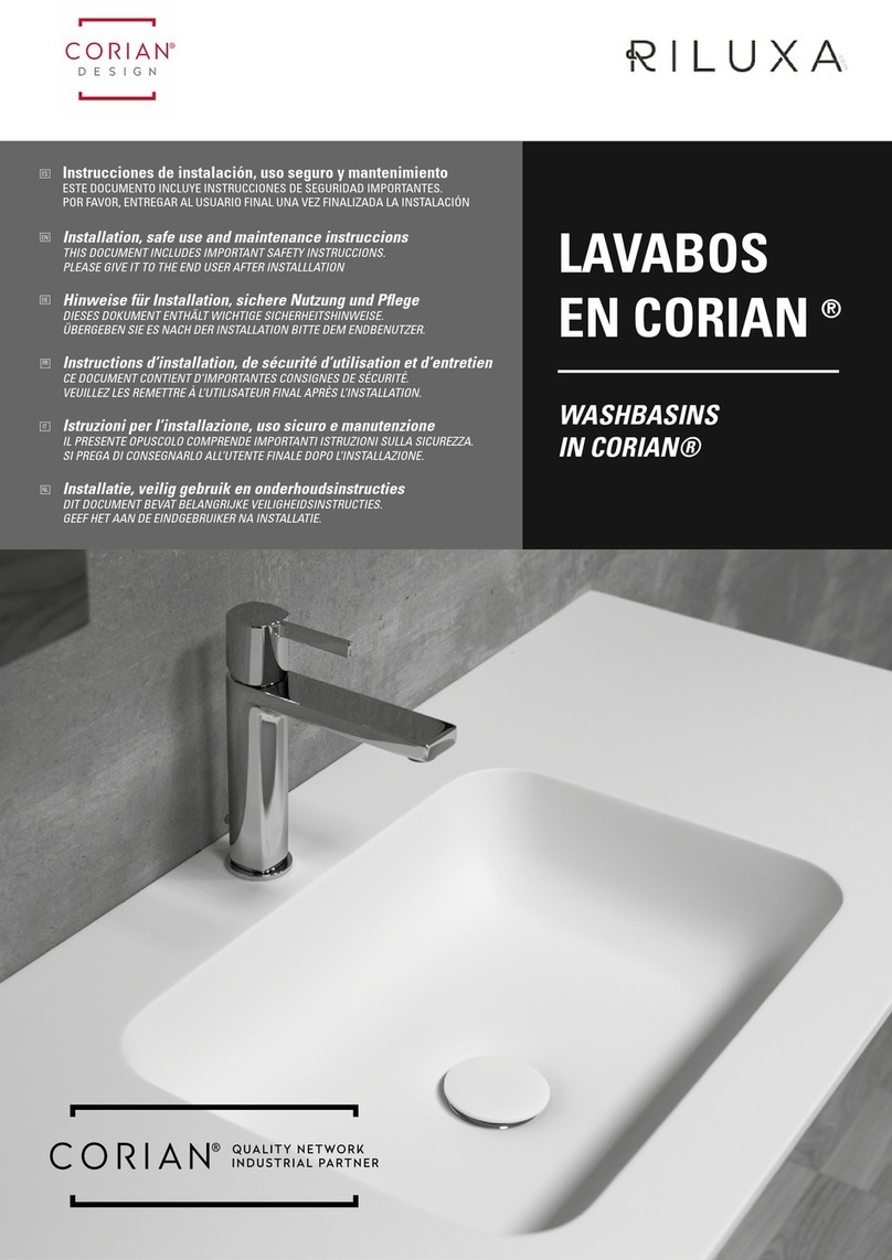 Riluxa DOUBLE VASQUE EN CORIAN TORONTO Installation, safe use and maintenance instruccions Riluxa DOUBLE VASQUE EN CORIAN TORONTO Installation, safe use and maintenance instruccions