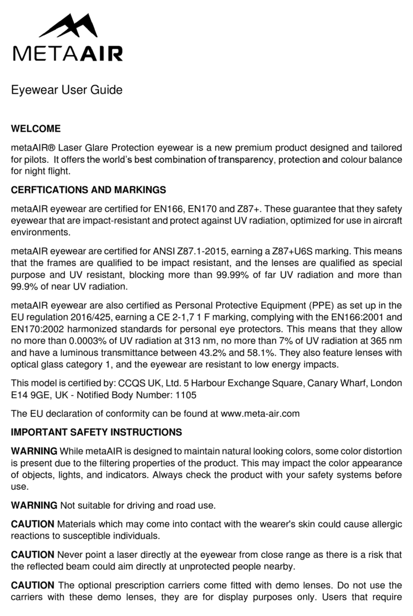metaair Laser Glare Protection Eyewear user guide