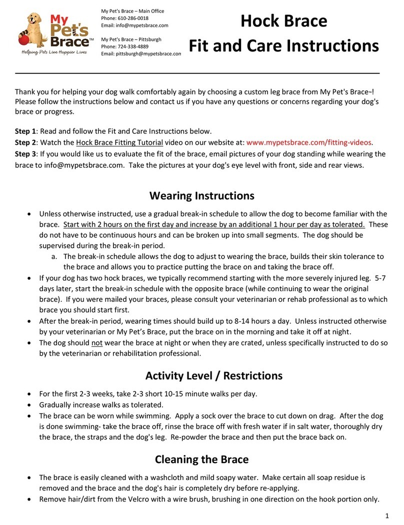 My Pet's Brace Hock Brace Fit and Care Instructions