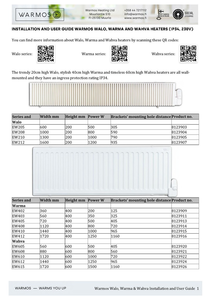WARMOS Walo EW205 Installation and user guide