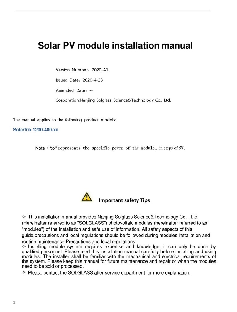 Solglass Solartrix 1200-400 Series User manual