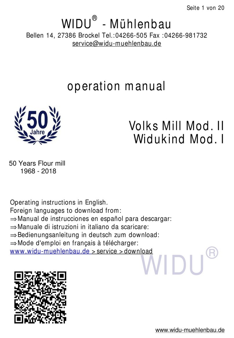 Widu-Mühlenbau Volks Mill Mod. II Operation manual