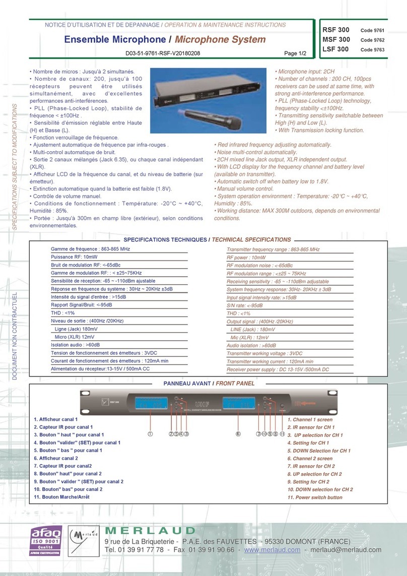 Merlaud RSF 300 Operation & maintenance instructions