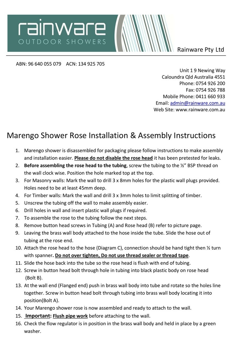 Rainware Marengo Installation & assembly instructions