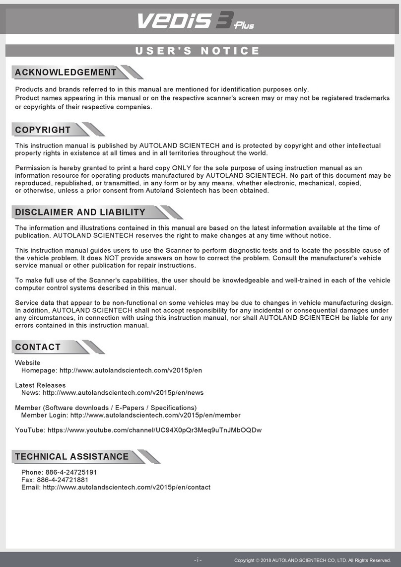AUTOLAND Scientech Vedis 3 Plus Operation and maintenance manual