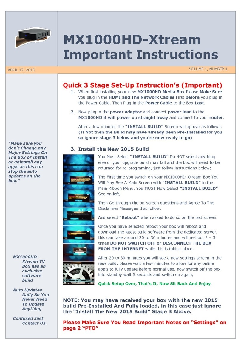 MultiMedia Systems MX1000HD-Xtream Important instructions