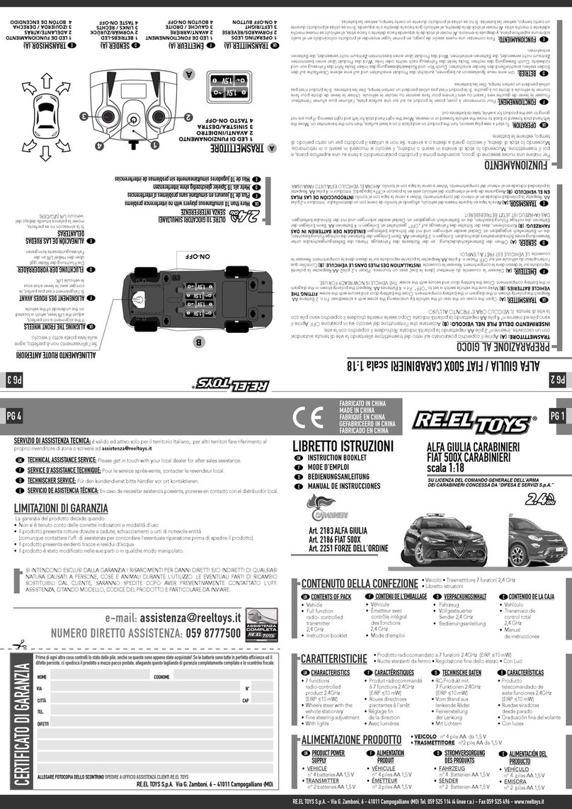 RE.EL TOYS ALFA GIULIA CARABINIERI quick start guide
