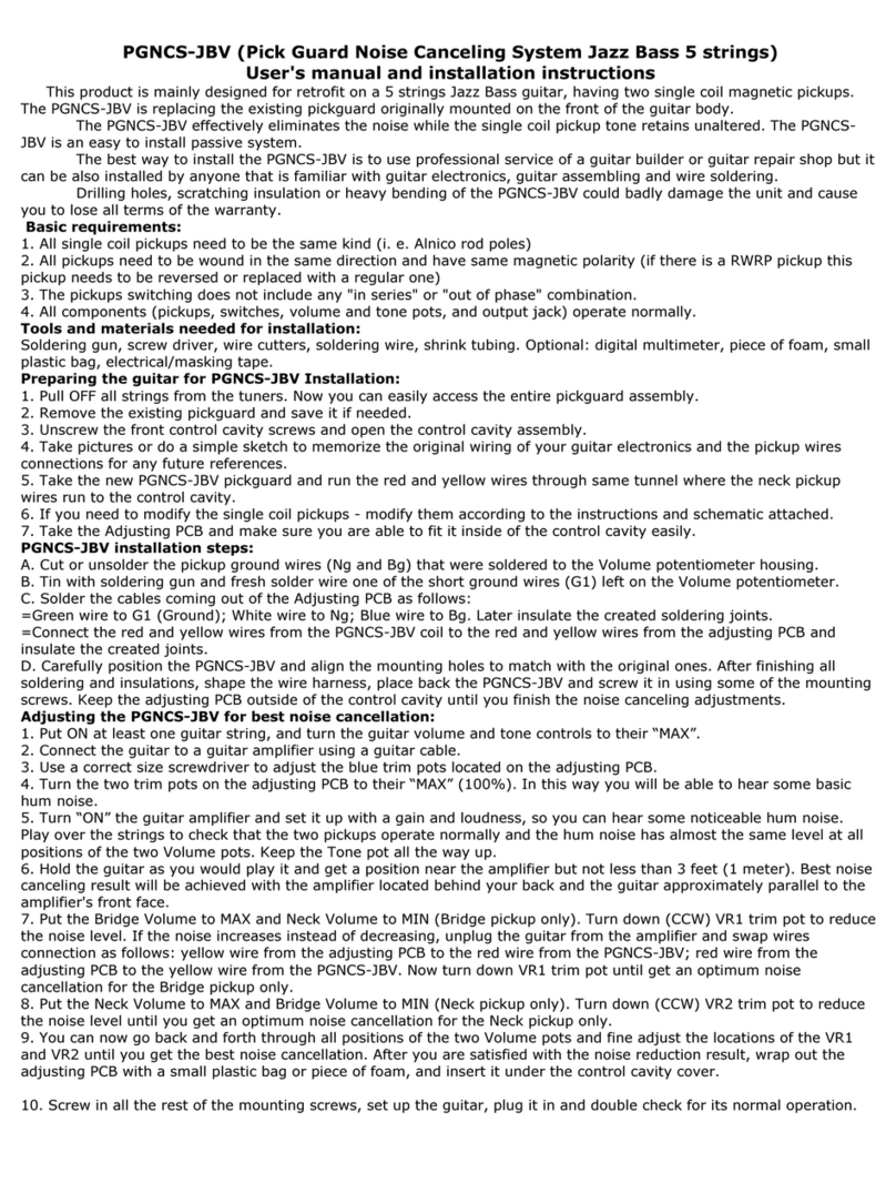 ILITCH ELECTRONICS PGNCS Jazz Bass User manual