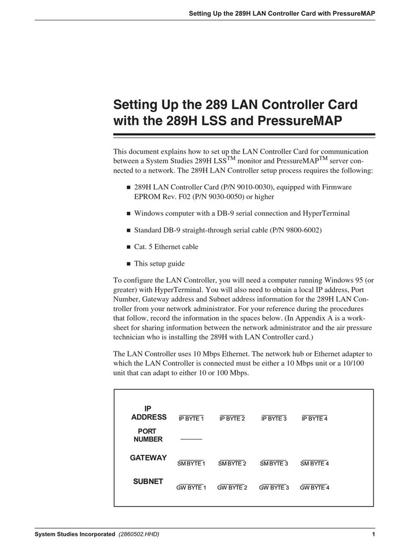 System Studies 289 LAN Controller Card Setting up System Studies 289 LAN Controller Card Setting up