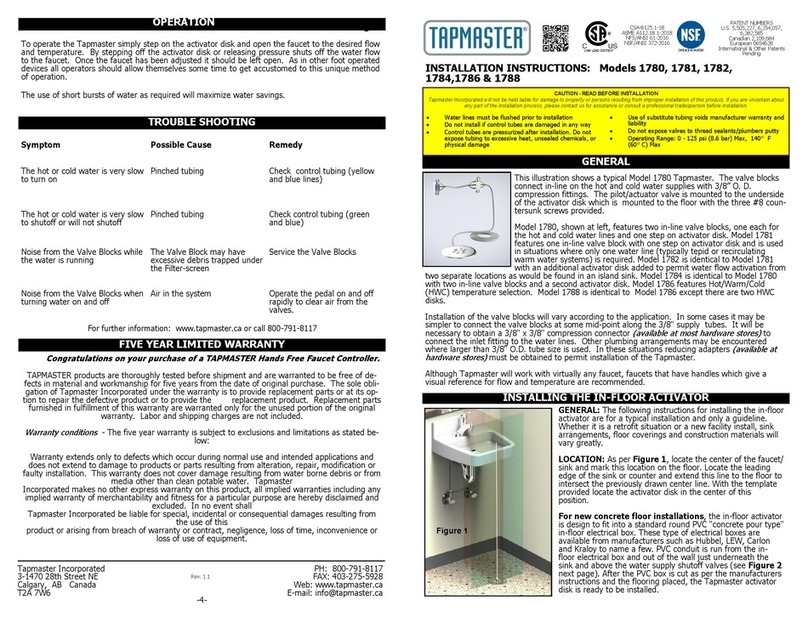 Tapmaster 1780 installation instructions