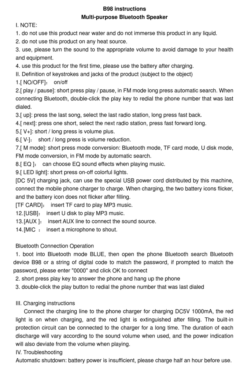 DONGGUAN GOLD LYCRA TECHNOLOGY B98 User manual