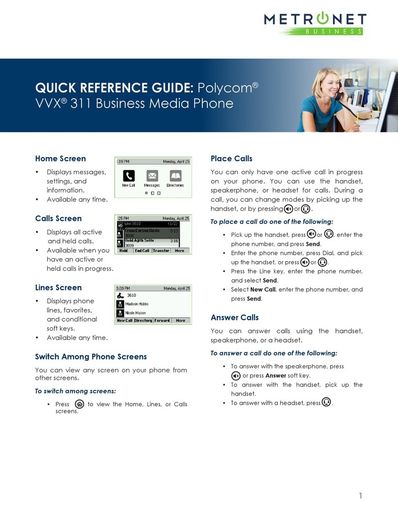 METRONET Polycom VVX 311 Quick reference guide