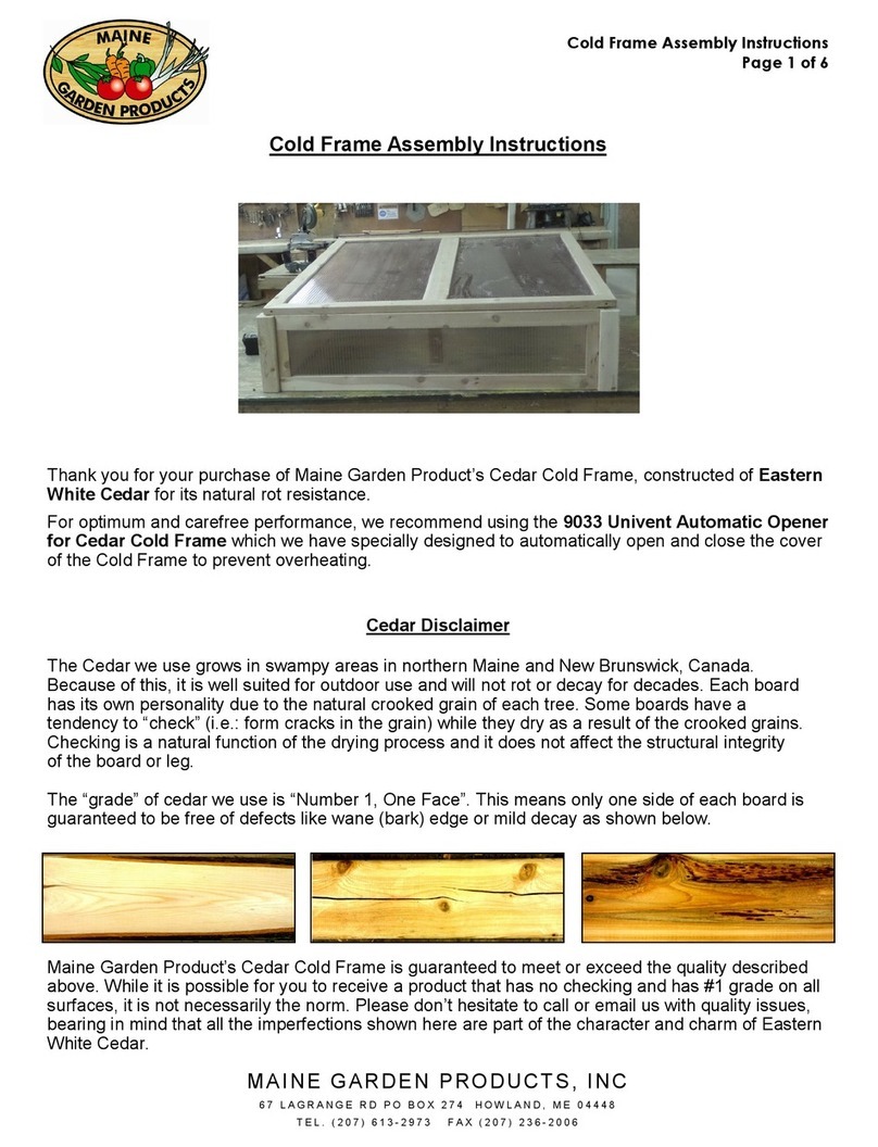 MAINE GARDEN PRODUCTS Cold Frame Assembly instructions
