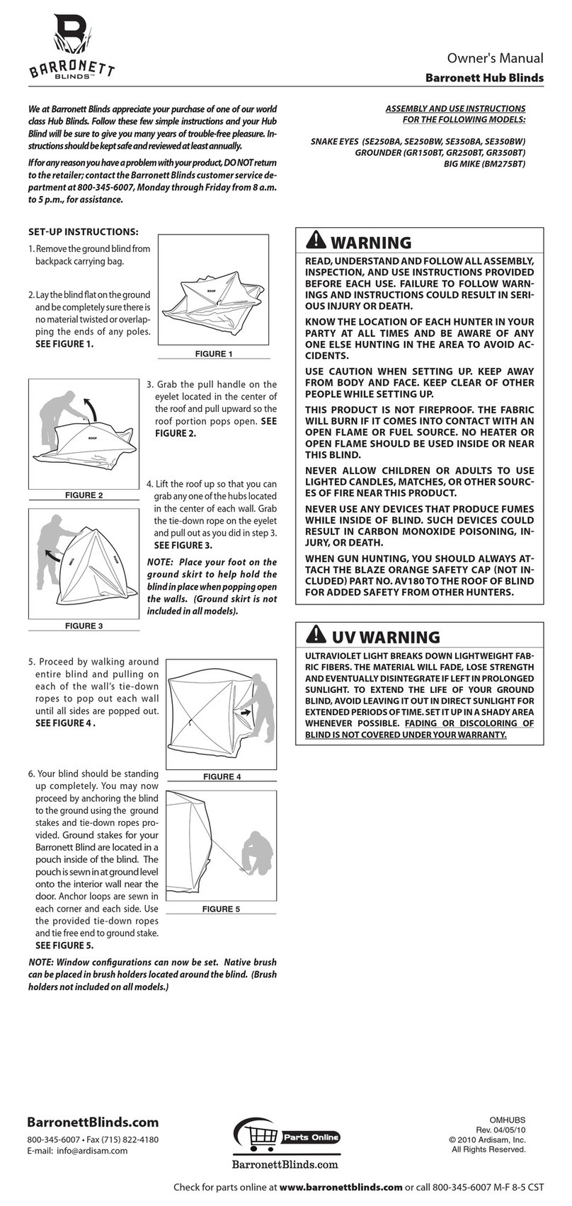 Barronett Blinds SNAKE EYES owner's manual
