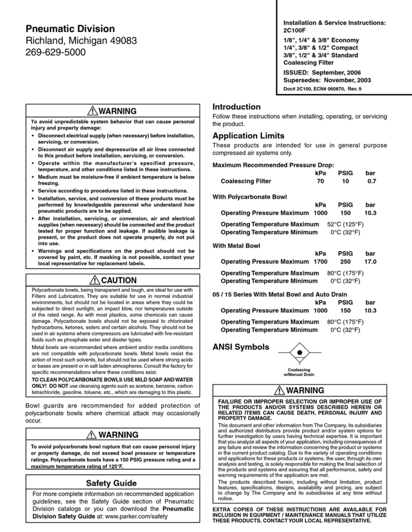 Pneumatic Division 2C100F Installation & service instructions