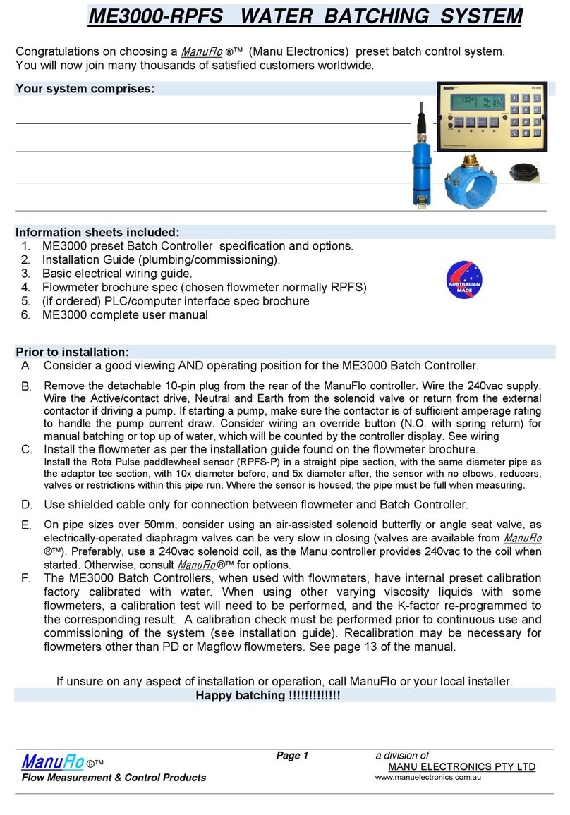 MANU ELECTRONICS ManuFlo ME3000-RPFS Information sheet MANU ELECTRONICS ManuFlo ME3000-RPFS Information sheet