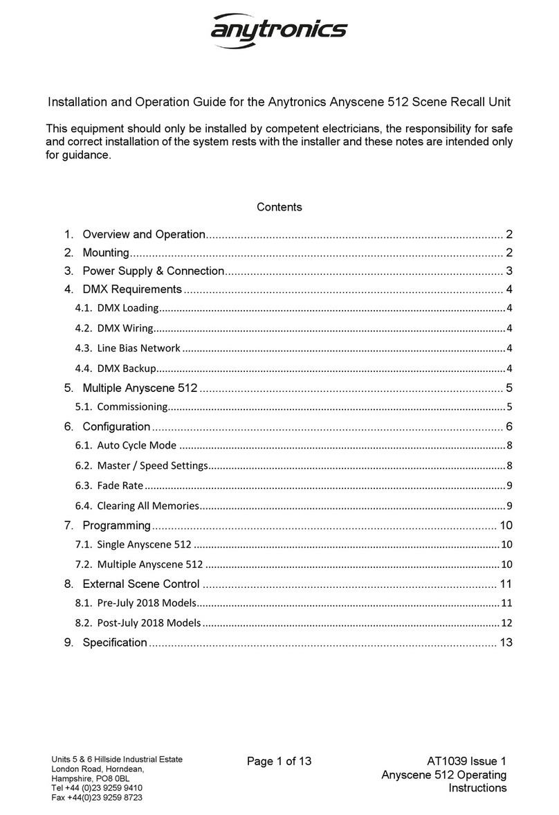 anytronics Anyscene 512 Installation and operation guide