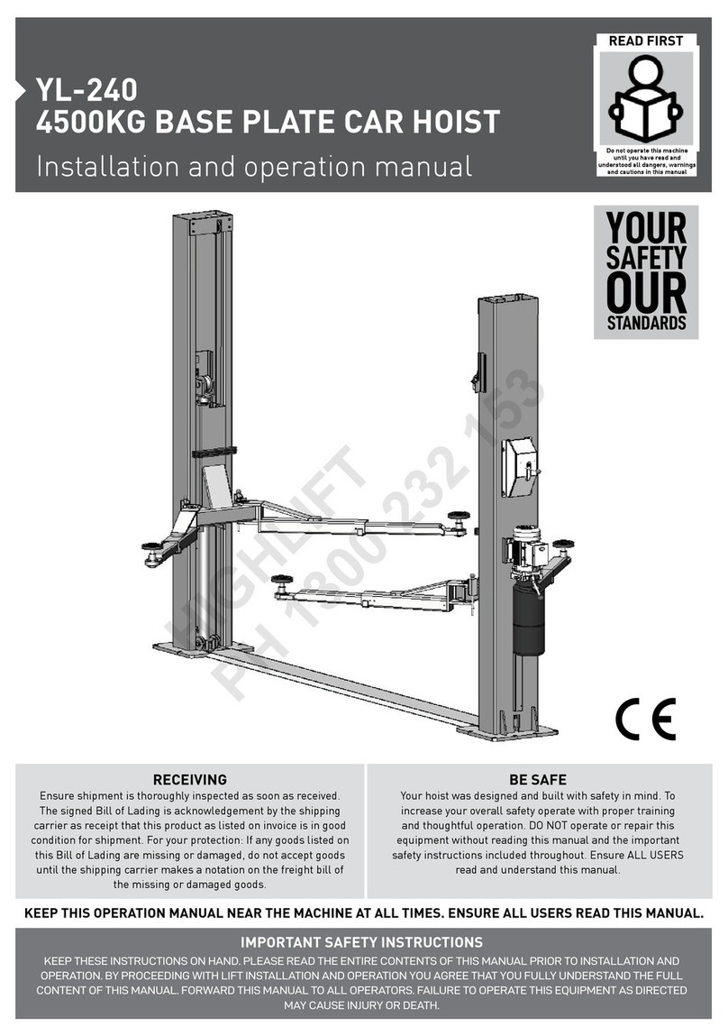 AussieCarHoists YL-240 Installation and operation manual AussieCarHoists YL-240 Installation and operation manual