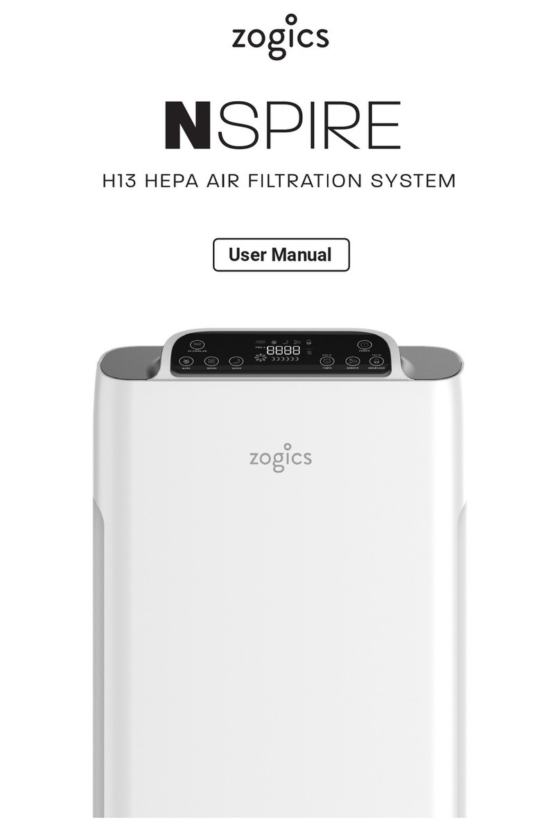 zogics NSpire PRO Premium H13 HEPA user manual