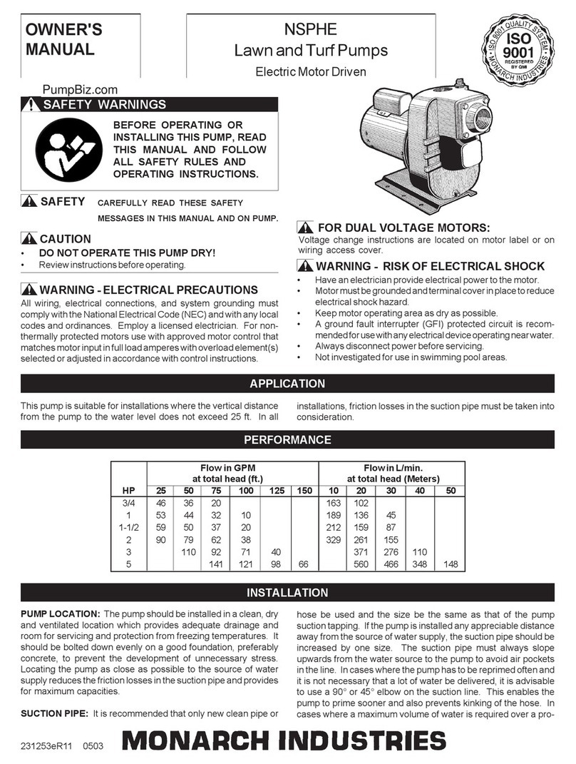 Monarch Industries NSPHE owner's manual