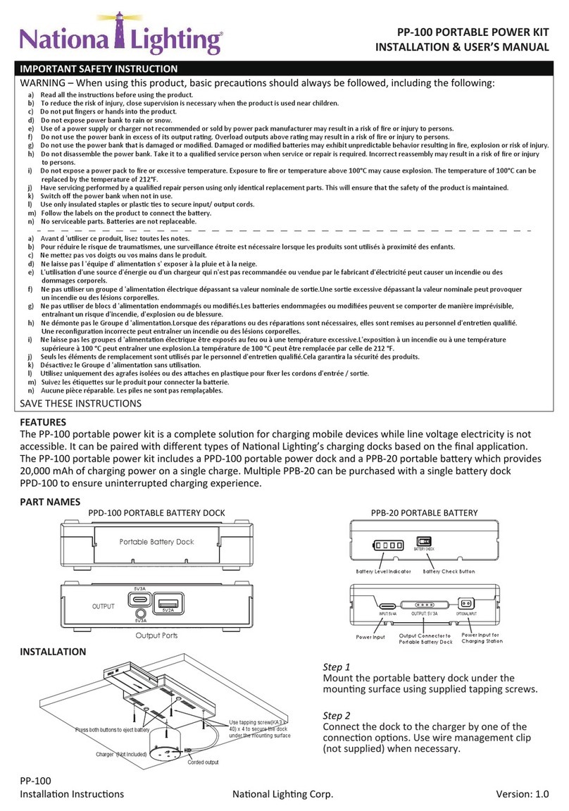 National Lighting PP-100 Installation & user manual