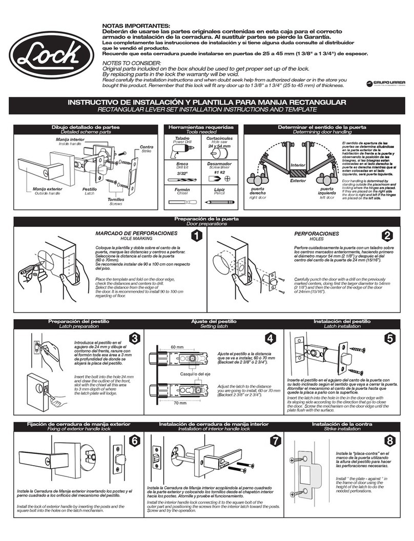 Lock LAL700 Installation instructions and template