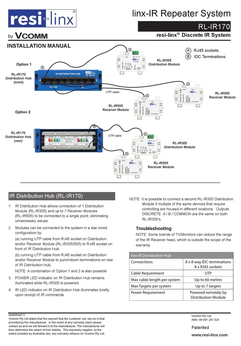 Vcomm resi-linx RL-IR170 installation manual