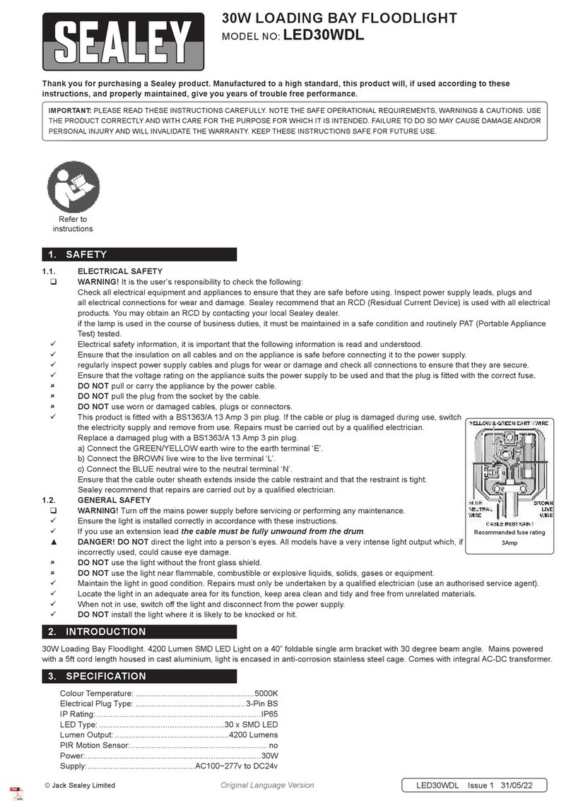 Sealey LED30WDL quick start guide