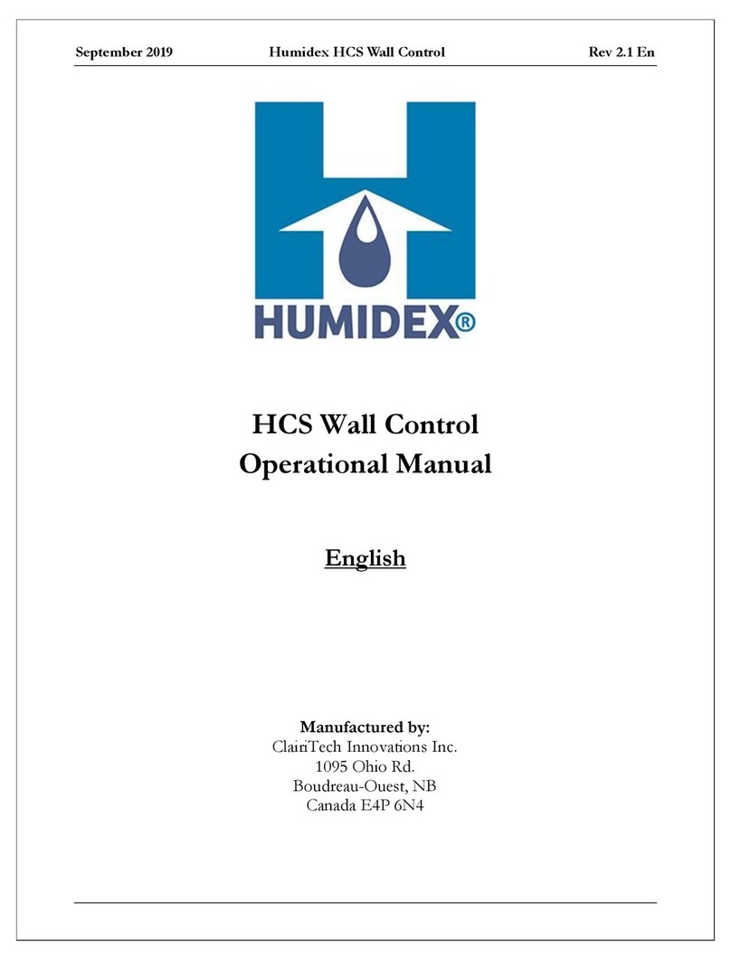ClairiTech Innovations Humidex HCS-BS Operational manual ClairiTech Innovations Humidex HCS-BS Operational manual