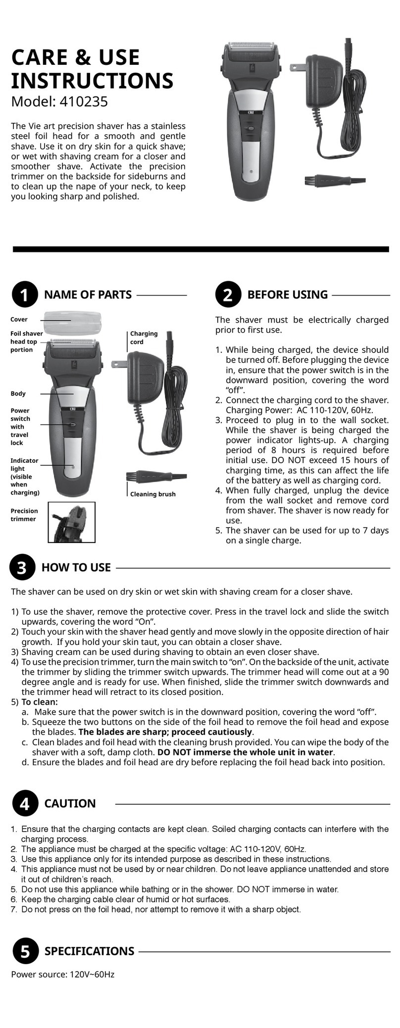 Masdel 410235 Care & use instructions