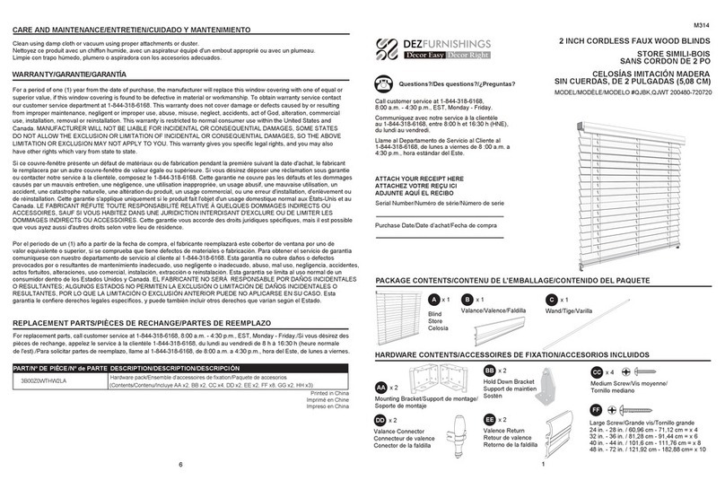 DEZ Furnishings QJBK quick start guide