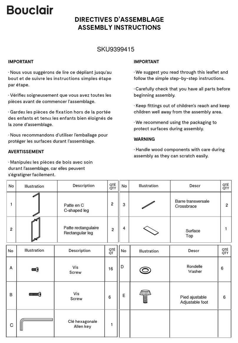 Bouclair 9399415 Assembly instructions