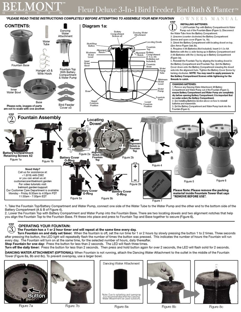 Belmont Garden Fleur Deluxe 3-In-1Bird Feeder, Bird Bath &... owner's manual
