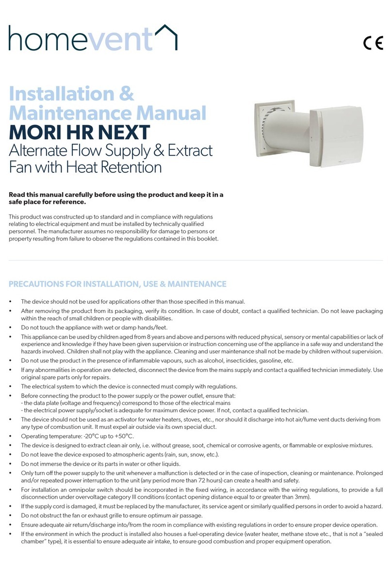homevent MORI HR NEXT Installation & maintenance manual