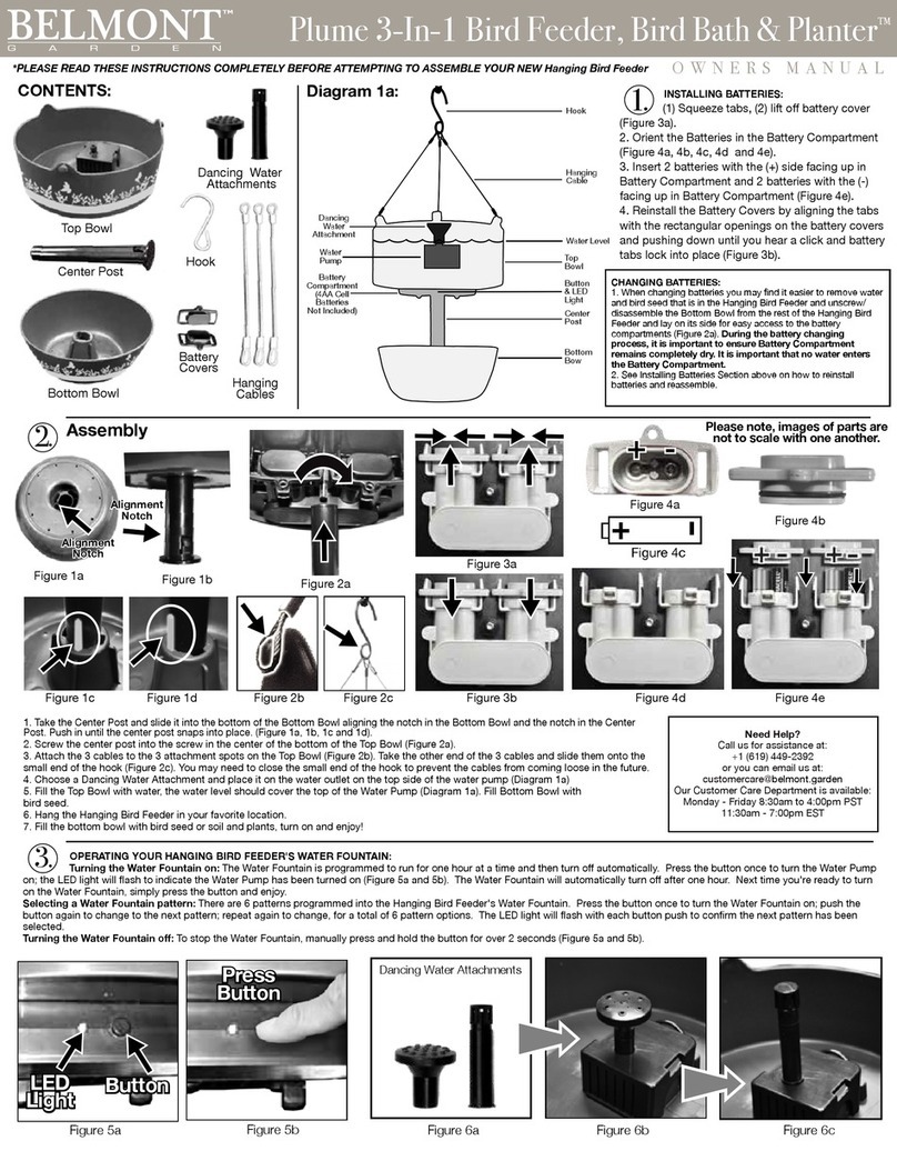 Belmont Garden Plume 3-In-1 Bird Feeder, Bird Bath &... owner's manual Belmont Garden Plume 3-In-1 Bird Feeder, Bird Bath &... owner's manual