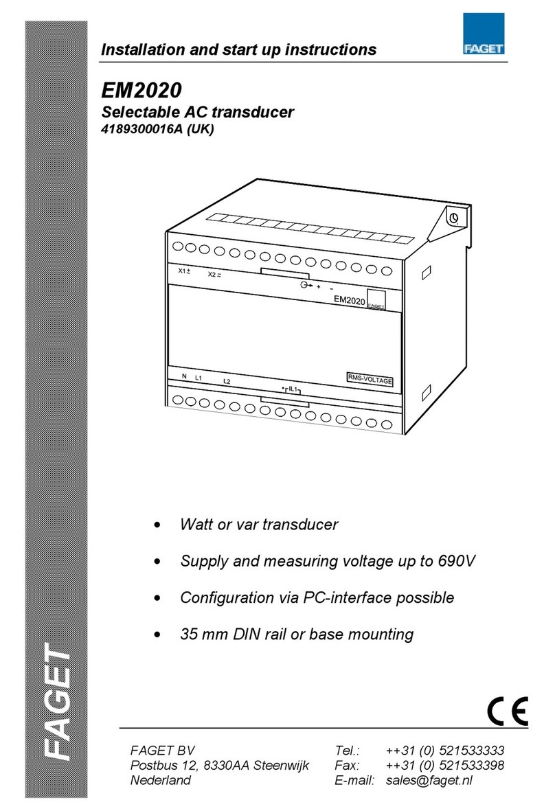 Faget EM2020 Installation and start-up instructions