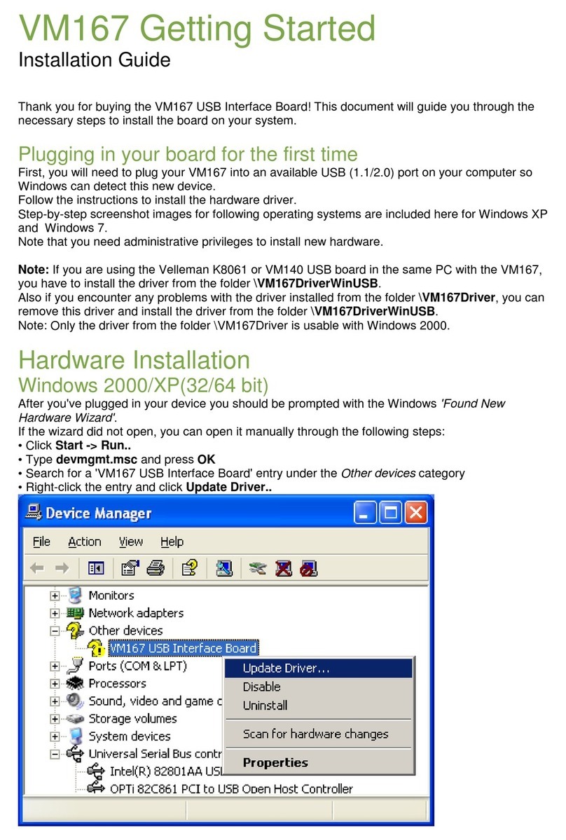 Whadda VM167 User manual
