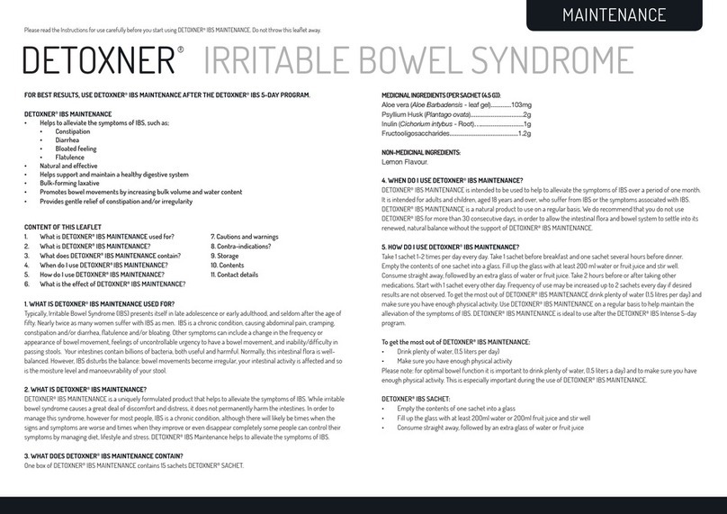 DETOXNER IBS MAINTENANCE quick start guide