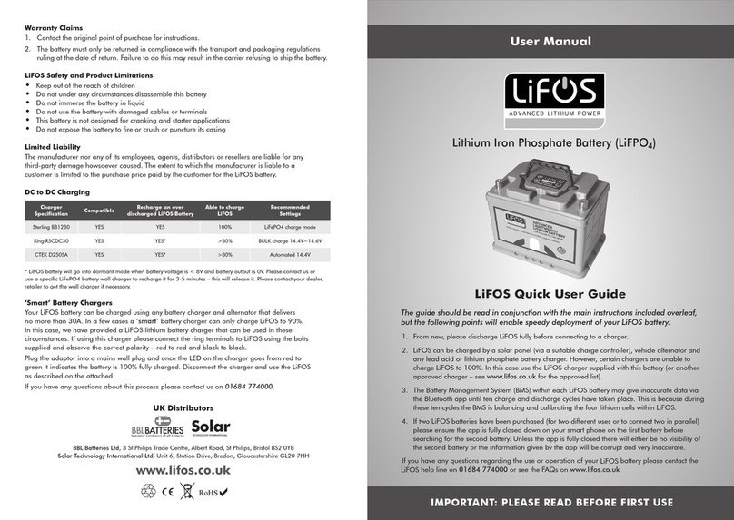 LIFOS LiFPO4 Quick user guide LIFOS LiFPO4 Quick user guide
