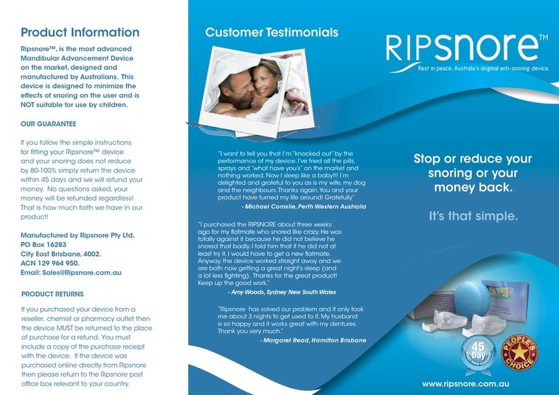 RIPsnore Anti Snoring Mandibular Advancement Splint... quick start guide