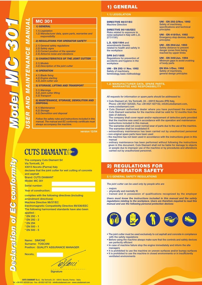 CUTS DIAMANT MC 301 User and maintenance manual