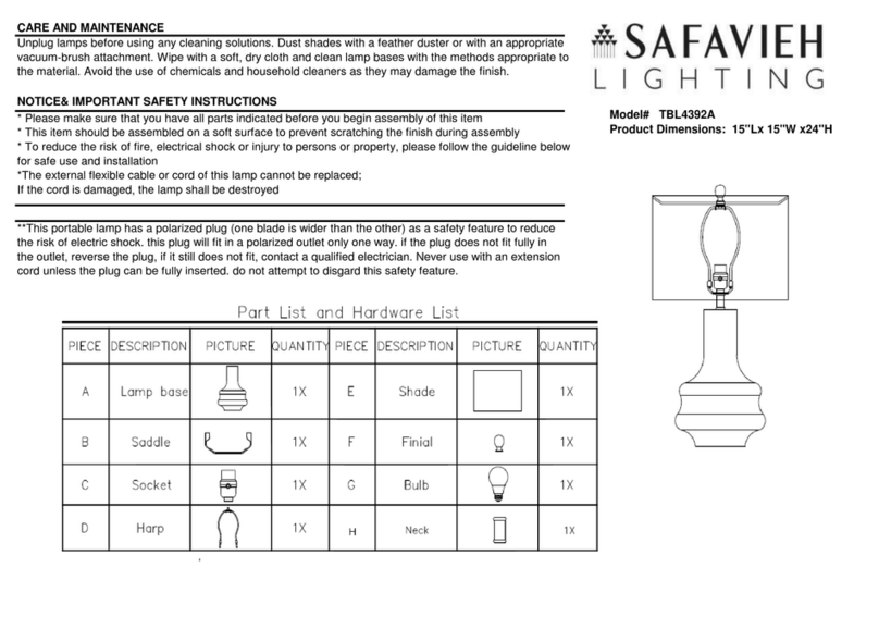 Safavieh Lighting TBL4392A User manual